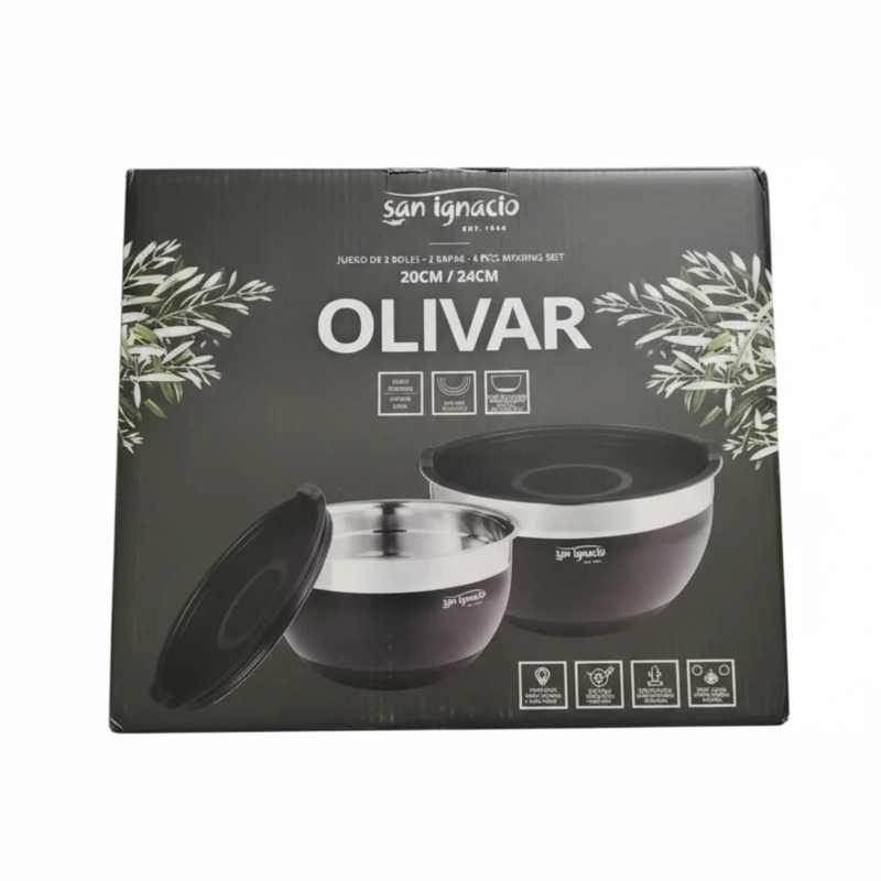 Set de 2 Boles de Mezcla con Tapa Inox