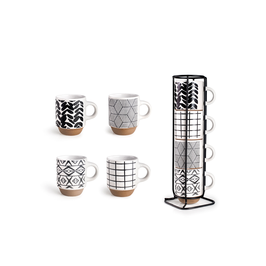 Set 4 Mugs Marken con Soporte